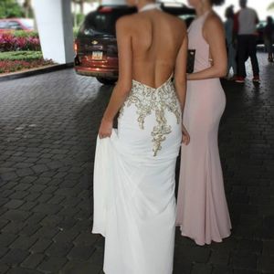 White and Gold Prom Dress